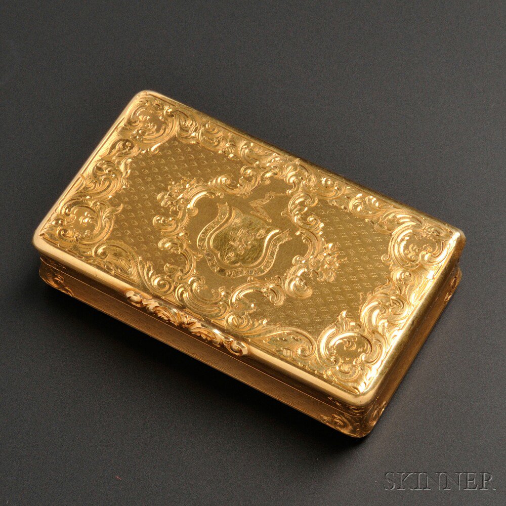 Appraisal: Small French kt Gold Box eagle mark to right side