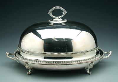 Appraisal: Silver plated meat cover tray oval meat cover egg-and-dart border