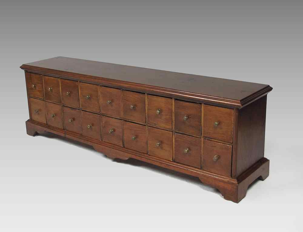 Appraisal: APOTHECARY CHEST th C apothecary drawers set into a later