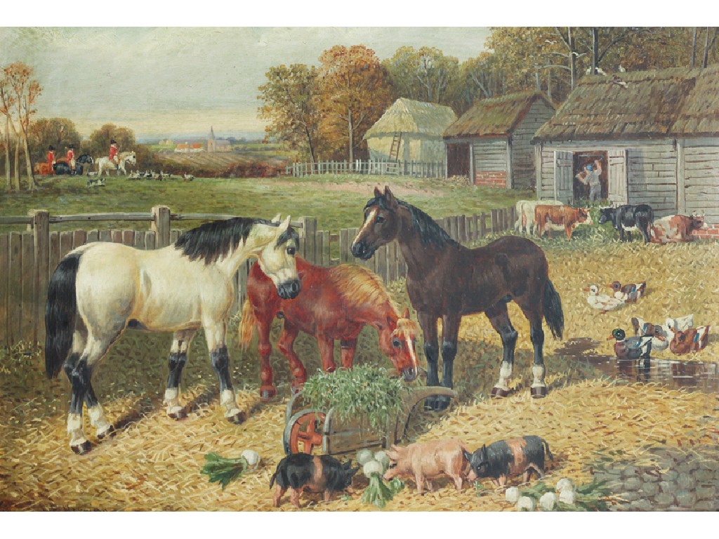 Appraisal: CIRCLE OF JOHN FREDERICK HERRING A farmyard with the hunt