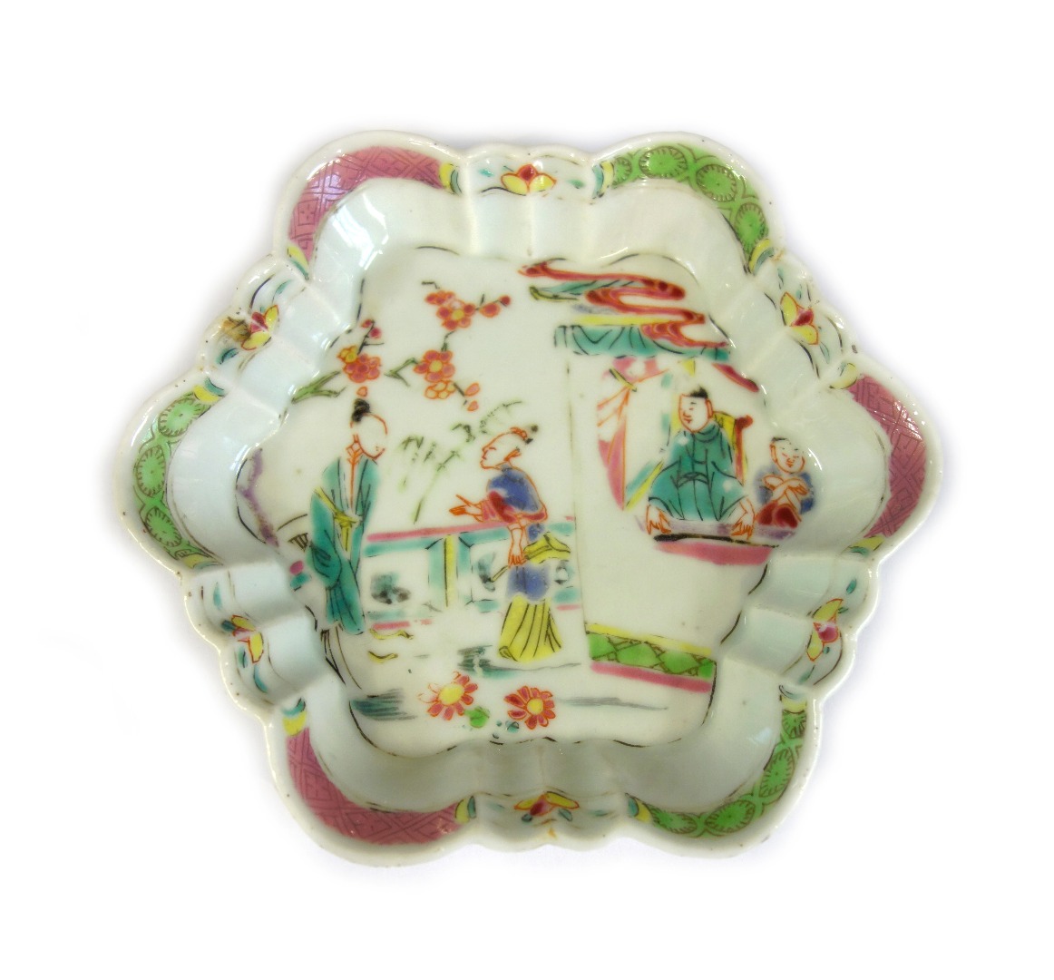 Appraisal: A Chinese famille-rose fluted hexagonal spoon tray Yongzheng early Qianlong