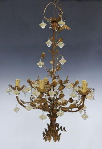 Appraisal: Italian gilt metal five-light chandelier th c central standard with