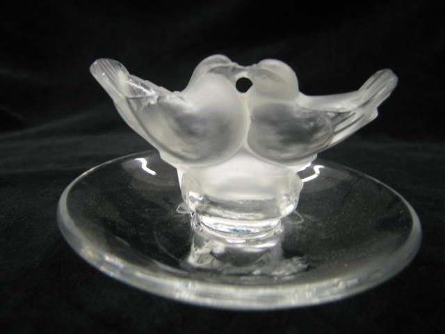 Appraisal: Lalique French Crystal Figural Pin Dish turtle doves