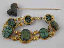 Appraisal: A yellow metal tests carat gold scarab bracelet the centre