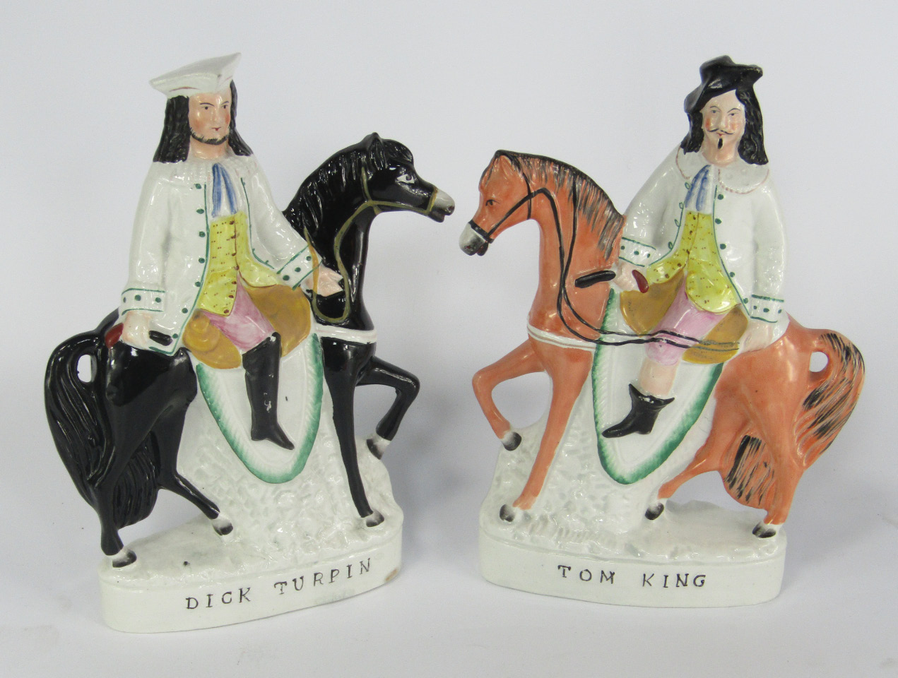 Appraisal: A pair of Staffordshire pottery flatback figures modelled as Dick