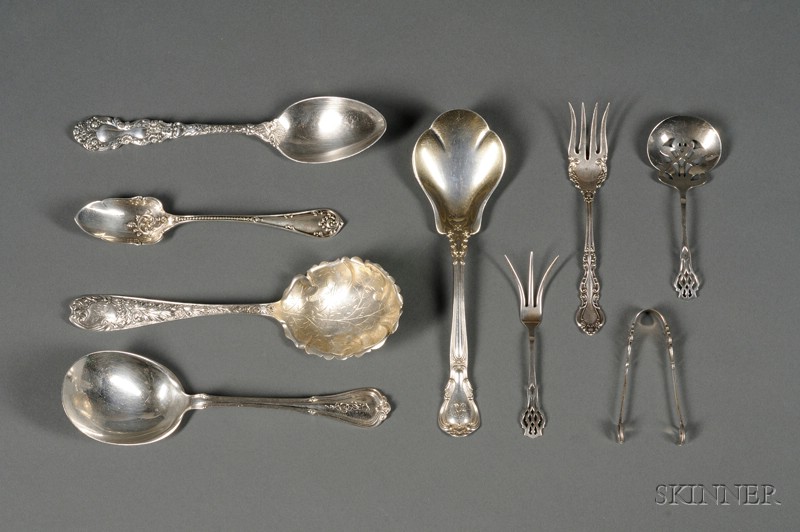 Appraisal: Nine Sterling Flatware Serving Pieces including a Whiting Manufacturing Co