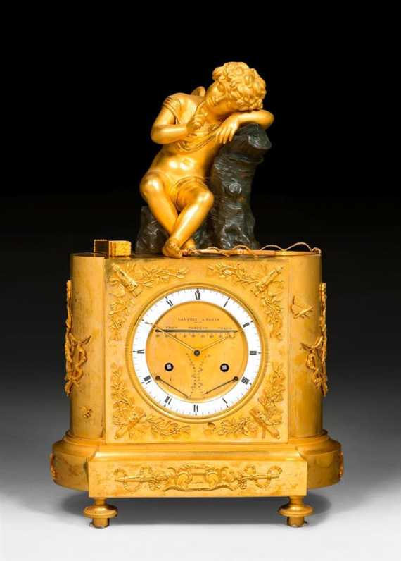 Appraisal: MANTEL CLOCK L'AMOUR REVEUR WITH BAROMETER Empire the dial signed