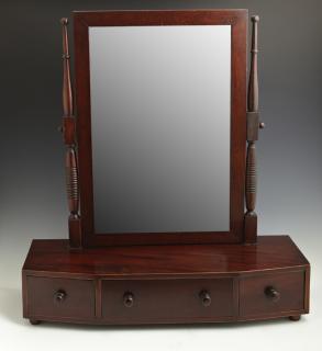 Appraisal: English Edwardian Banded Mahogany Dressing Mirror c the beveled mirror