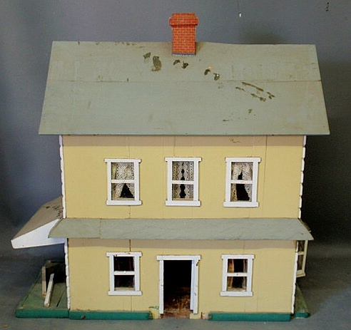 Appraisal: Large yellow dollhouse c h x w x d