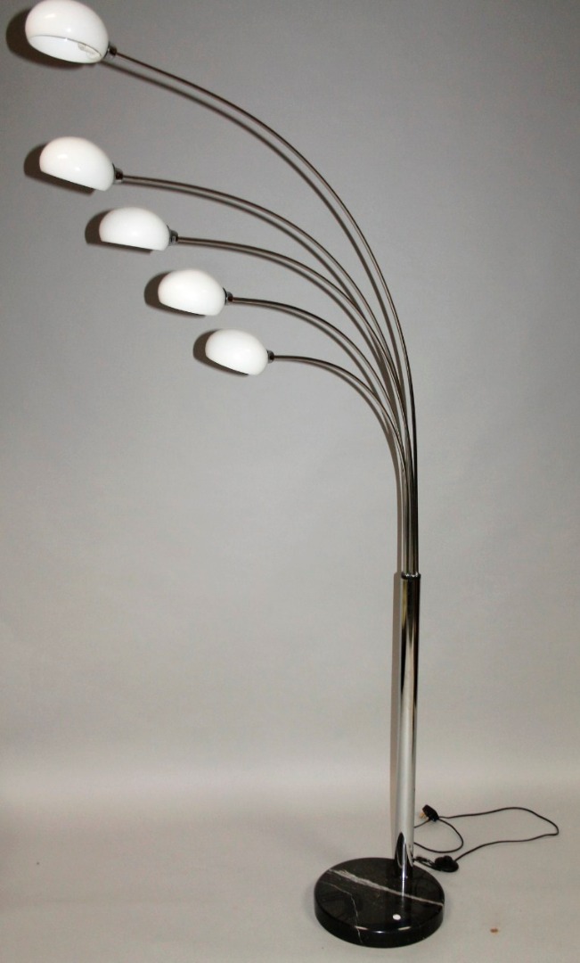 Appraisal: A retro style chrome plated floor lamp with five shaped