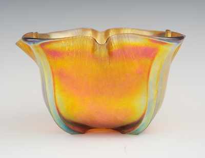 Appraisal: A Signed Steuben Aurene Bowl Vivid gold aurene with puce