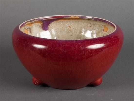 Appraisal: Chinese sang-de-boeuf glazed porcelain footed bowl in H in Diam