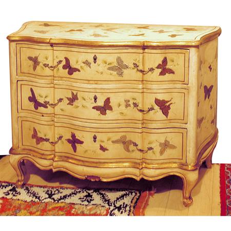 Appraisal: Louis XV Style Butterfly Decorated Ivory Painted Commode Estimate -