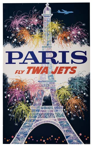 Appraisal: DAVID KLEIN PARIS FLY TWA JETS x inches Condition A-