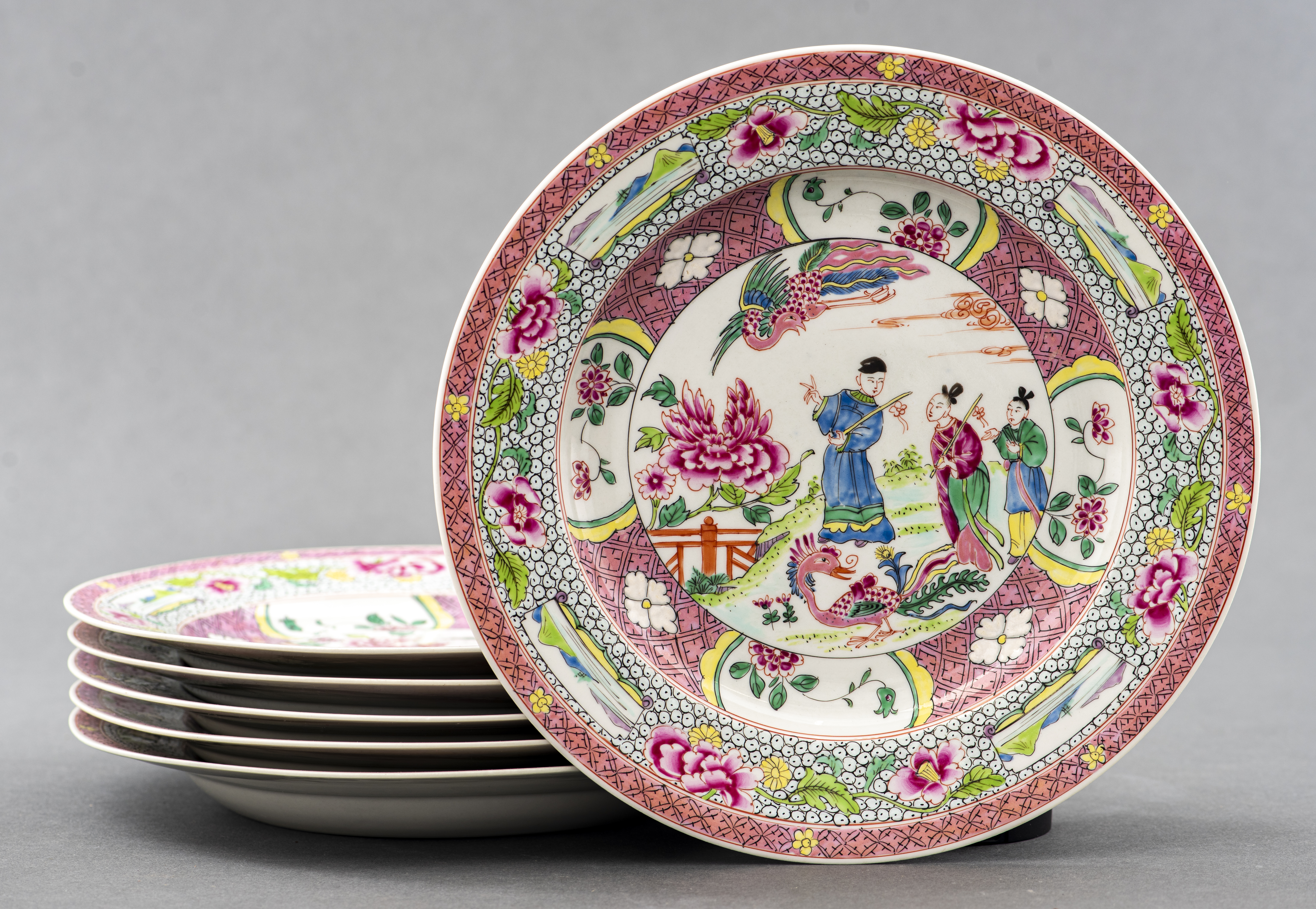 Appraisal: CHINESE FAMILLE ROSE PLATES Collection of very well painted Chinese