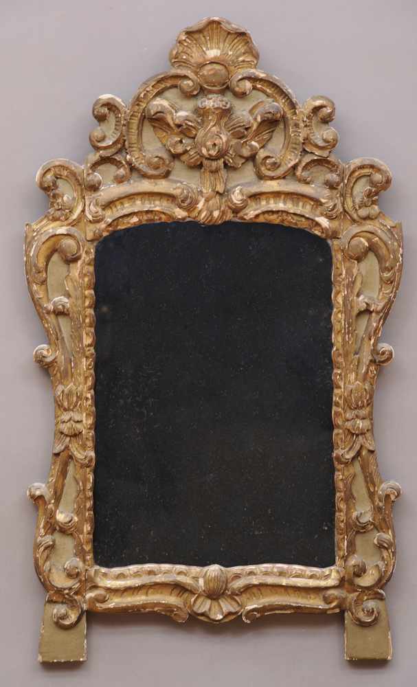 Appraisal: R GENCE GILTWOOD AND PAINTED MIRROR The rectangular mirror plate