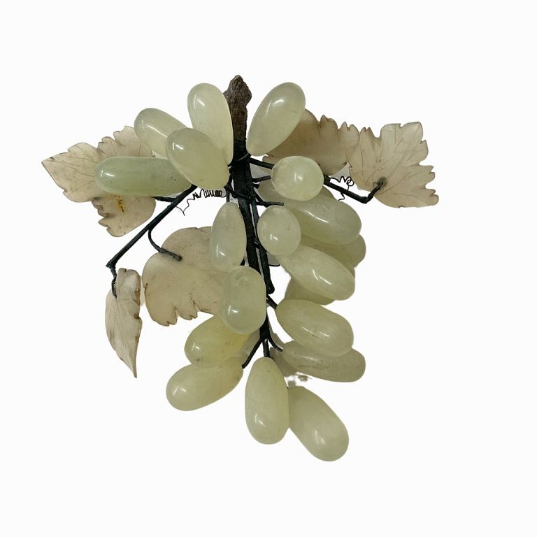 Appraisal: Stone Quartz Jade Fruit Depicting Green Grapes Stone Quartz Jade