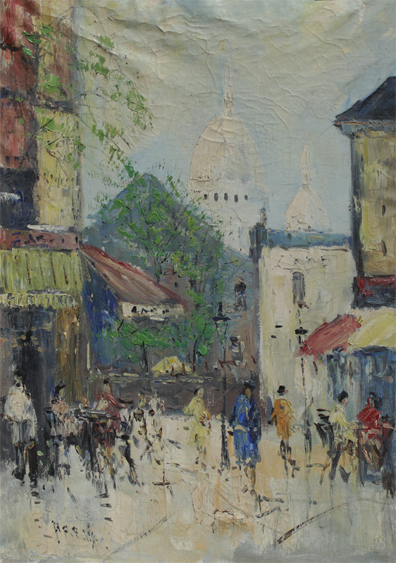 Appraisal: EUROPEAN STREET SCENE PAINTING SIGNED PARISI Oil Canvas '' x