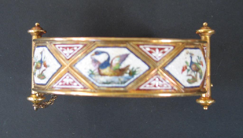 Appraisal: A VICTORIAN MICRO MOSAIC BANGLE in Etruscan revival style with