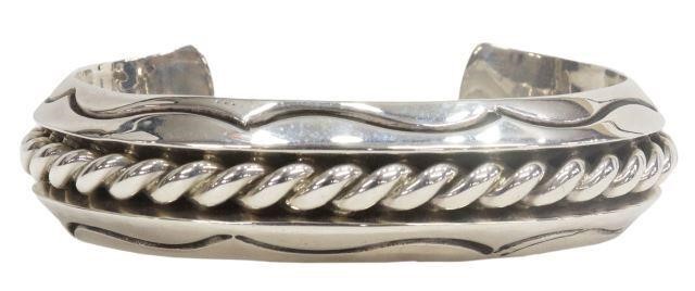 Appraisal: Native American sterling silver cuff bracelet signed Albert Lee Navajo