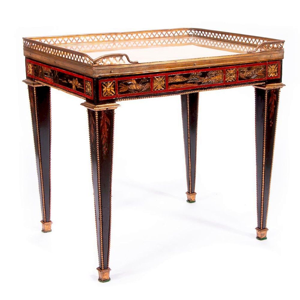 Appraisal: Ebonize side table A late th early th century Continental