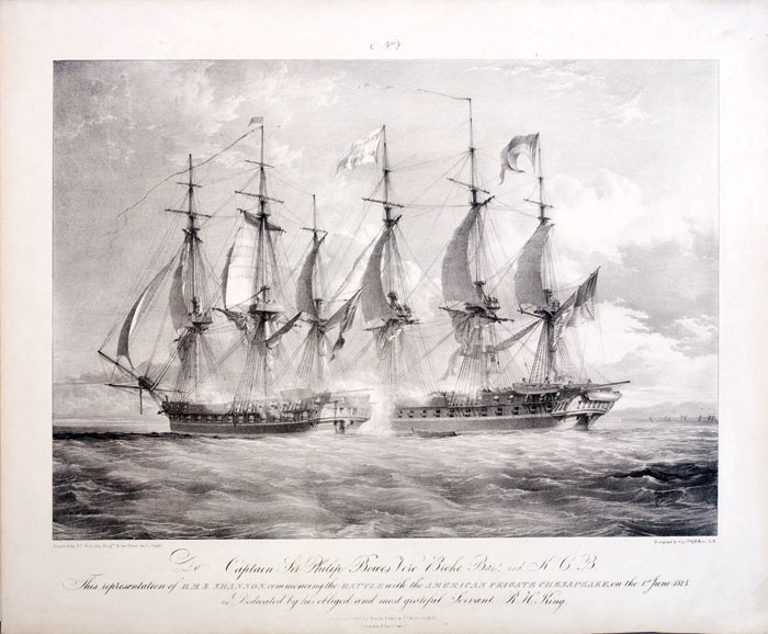 Appraisal: THREE RARE MARITIME LITHOGRAPHS OF AMERICAN INTEREST BATTLE OF THE