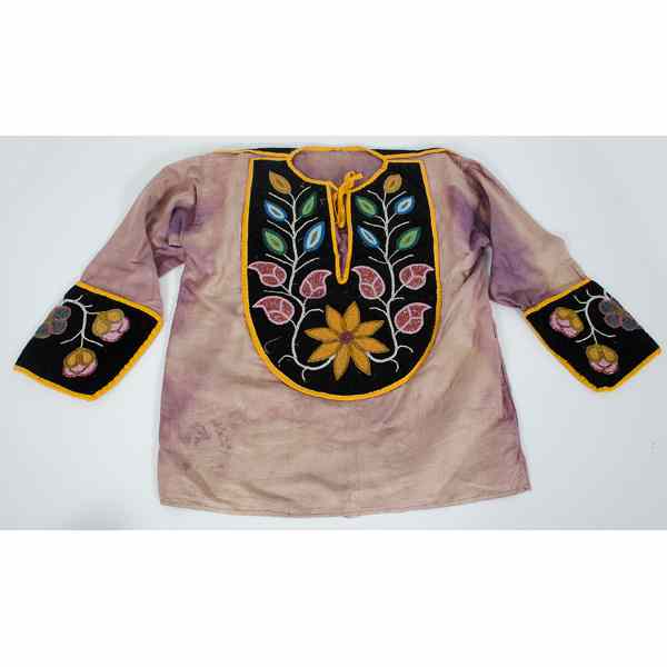 Appraisal: Chippewa Beaded Dance Shirt thread-sewn and beaded on purple polished