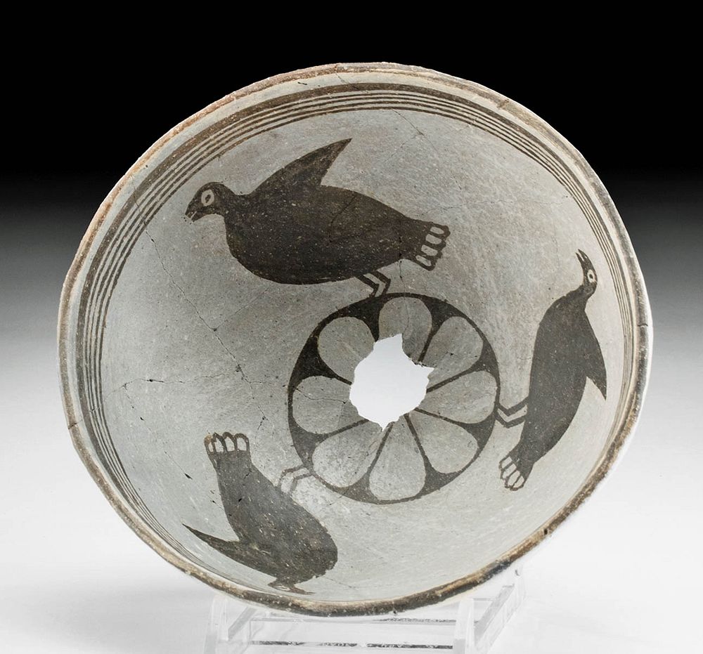 Appraisal: Mimbres Pottery Bowl with Turkeys - Art Loss North America