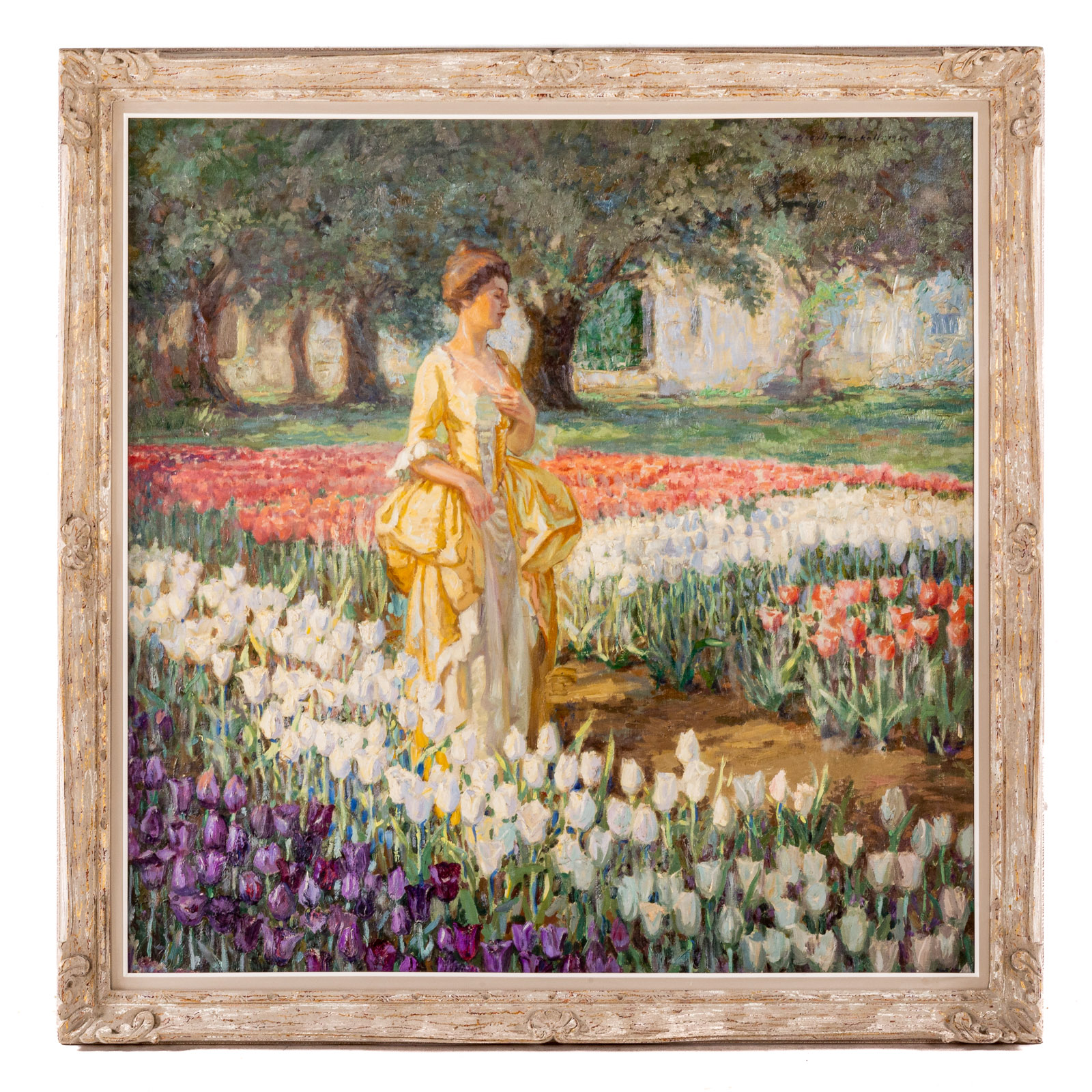 Appraisal: R MCGILL MACKALL LADY IN THE TULIP GARDEN OIL Robert