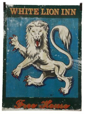 Appraisal: English metal double-sided pub sign White Lion Inn thc with