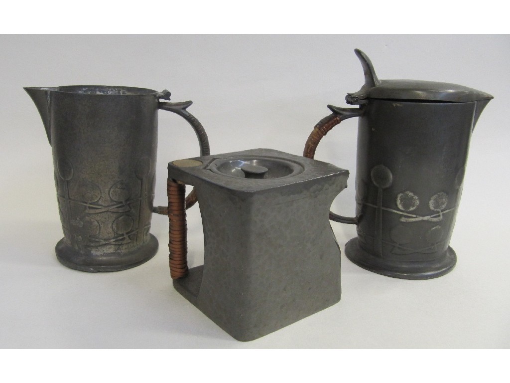 Appraisal: Thomas Wilkinson Son The Cube pewter teapot with hammered finish