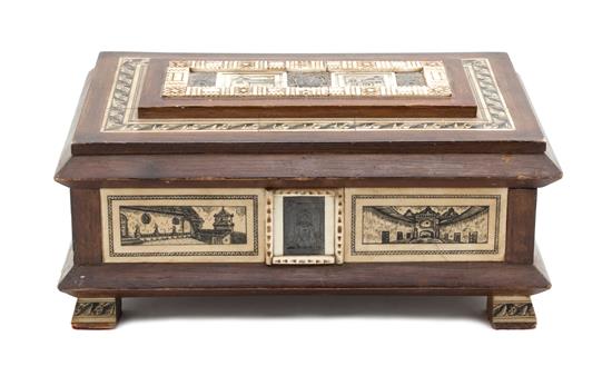 Appraisal: Sale Lot A Bone Inlaid Table Casket of rectangular form