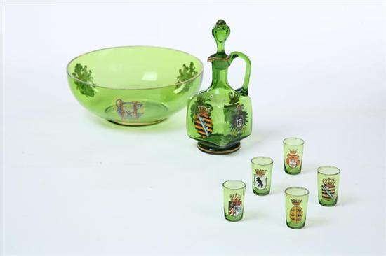 Appraisal: SET OF ENAMELED GLASS European late th-early th century Green