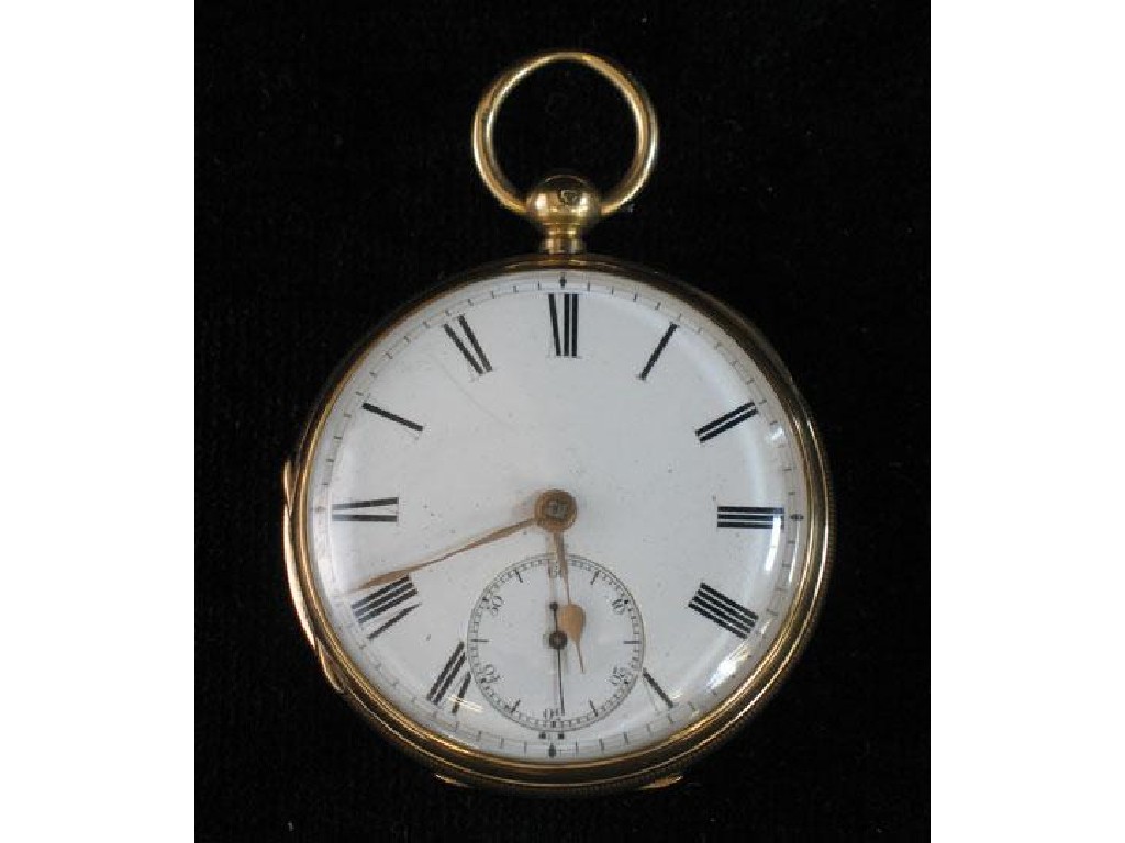 Appraisal: AN CT GOLD GENTLEMAN'S OPEN FACED POCKET WATCH with engine-turned