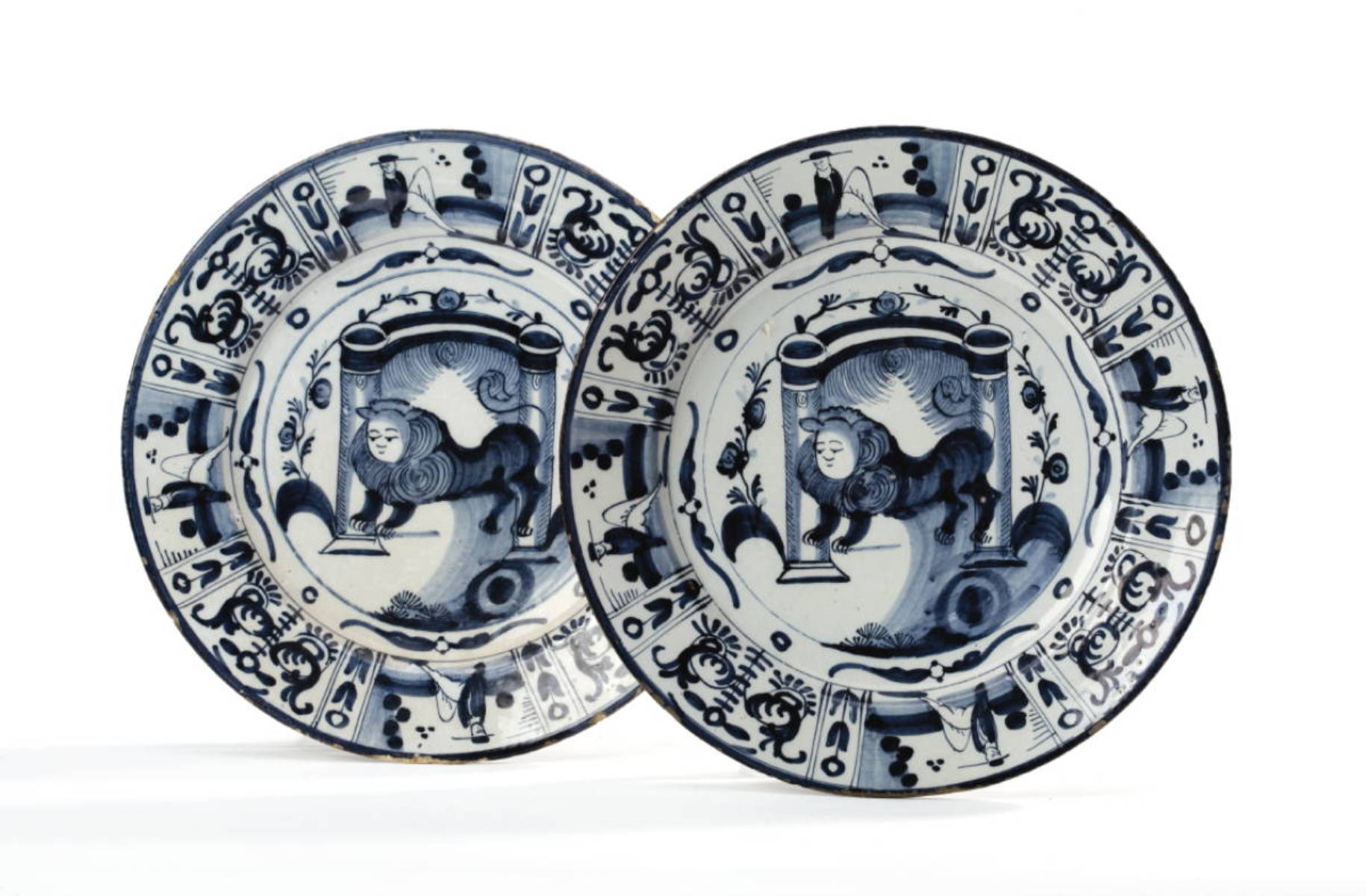 Appraisal: TWO DUTCH DELFT BLUE AND WHITE DISHES EIGHTEENTH CENTURY Each