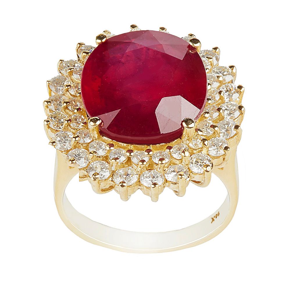 Appraisal: K Yellow Gold Diamond and Ruby Composite Ring K yellow