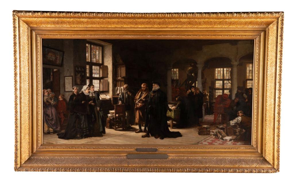 Appraisal: KAREL OOMS DE HUISZOEKING BIJ PLANTIJN IN circa oil on