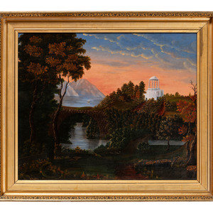 Appraisal: American School th Century Hudson River School Landscape oil on