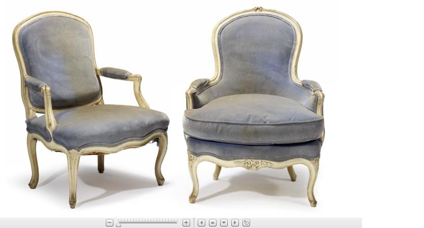 Appraisal: Two Louis XVI painted salon chairs a bergere and a