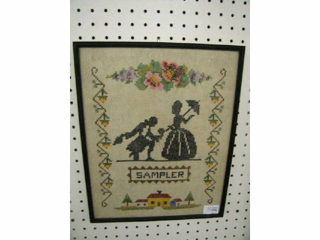 Appraisal: Cross Stitch Sampler courting scene