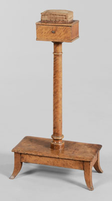 Appraisal: Biedermeier Figured Maple Sewing Stand probably German th century figured