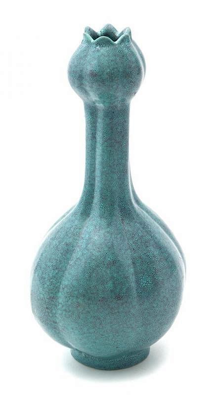 Appraisal: A Robin's Egg Blue Glaze Garlic Head Bottle Vase Height