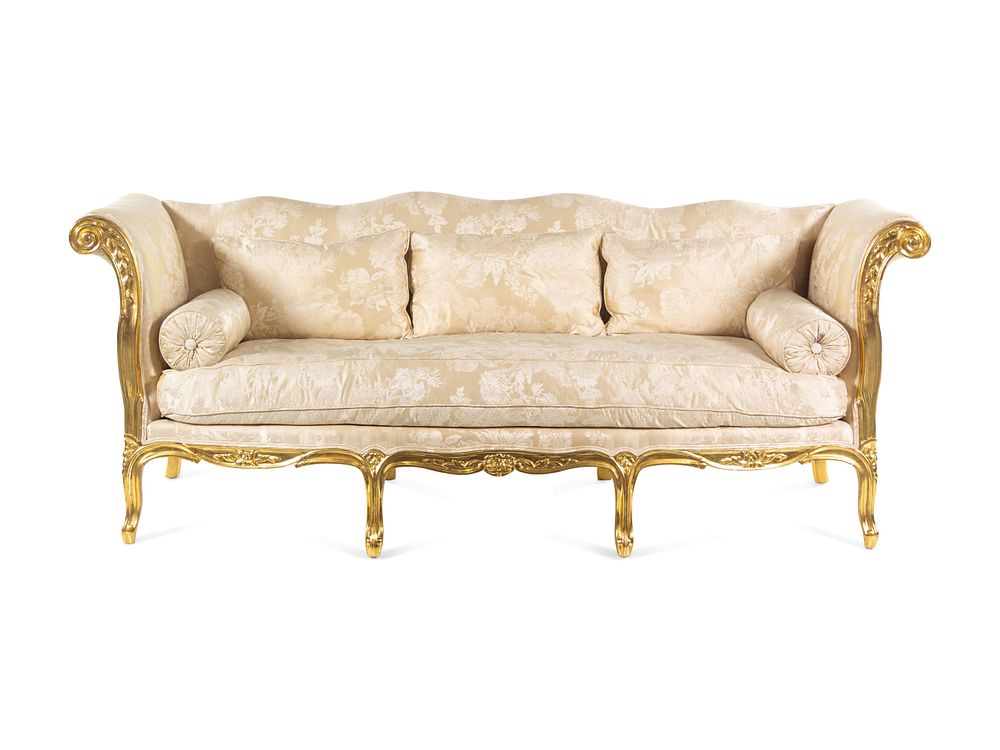 Appraisal: A Louis XV Style Giltwood Sofa A Louis XV Style