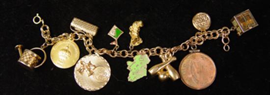 Appraisal: k Yellow Gold Charm Bracelet charm bracelet with eleven charms