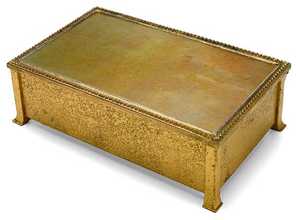 Appraisal: An Arthur Douglas Nash gilt-bronze and iridescent glass hinged box