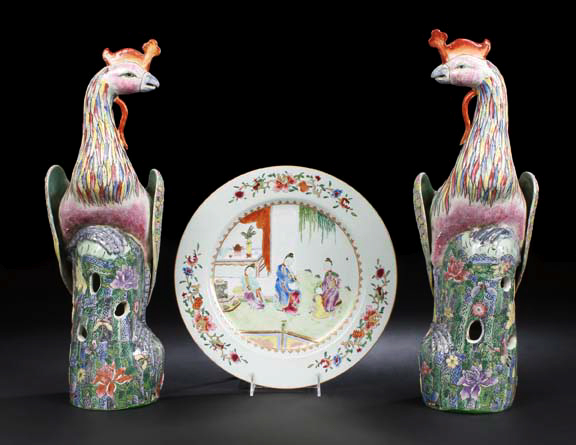 Appraisal: Pair of Chinese Export Porcelain Figures of Ho-Ho Birds the