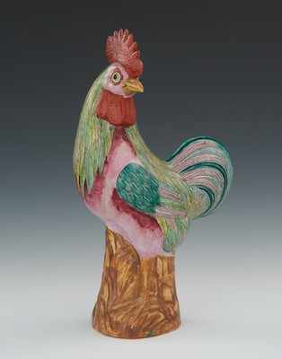 Appraisal: Chinese Export Rooster Porcelain rooster painted in rose famille colors