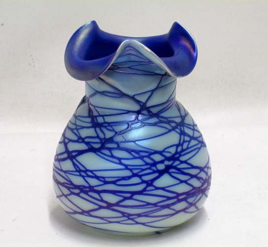 Appraisal: IRIDESCENT ART GLASS VASE attributed to Loetz having blue iridescent