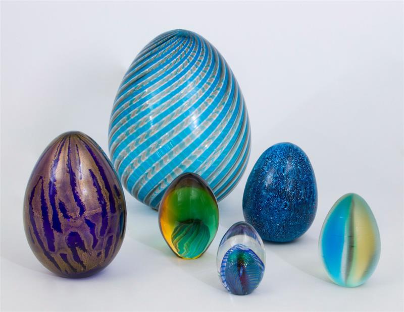 Appraisal: GROUP OF SIX GLASS EGGS in to in Condition All