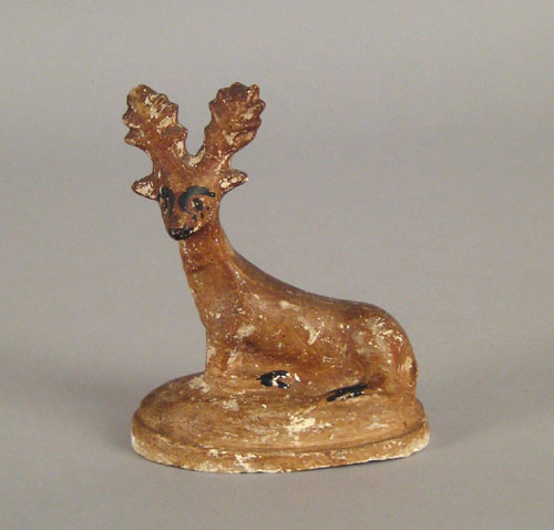 Appraisal: Pennsylvania chalkware recumbent stag th c h